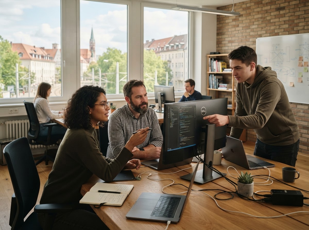 Apevector Team bei der Entwicklung der Analyseplattform